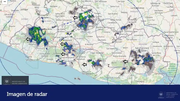 Image from Ministerio de Medio Ambiente El Salvador: Se mantienen lluvias y tormentas a lo largo de la cordillera volcánica...