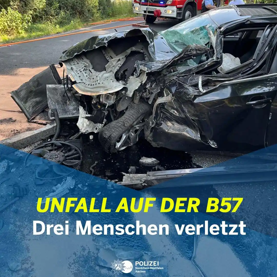 Image from Polizei NRW Aachen: Unsere aktuellen Pressemeldungen 📰 1️⃣ Unfall auf der B57 - stunden...