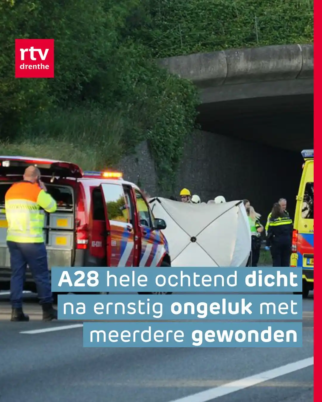 Image from RTV Drenthe: Vanmorgen zijn een auto en een vrachtwagen op elkaar gebotst. Daarom i...