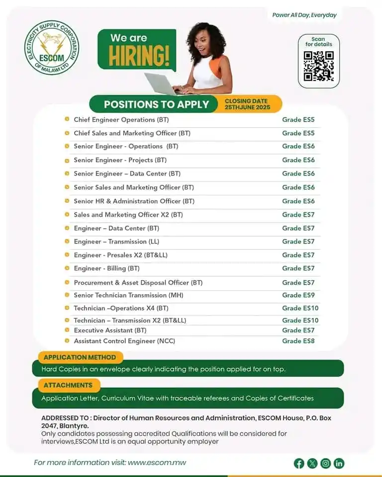 Image from DAILY VACANCIES 🎓🎓🗣️: Various Opportunities at ESCOM! Click the link to download the file: ...