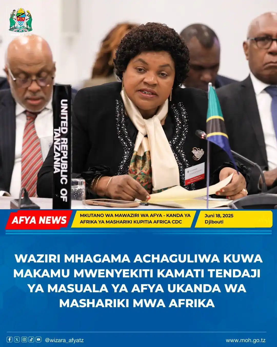 Image from Wizara ya Afya Tanzania: WAZIRI MHAGAMA ACHAGULIWA MAKAMU MWENYEKITI  KAMATI TENDAJI YA MASUALA...