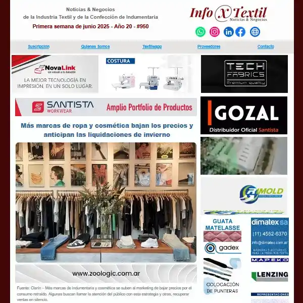 Image from Textilwapp by Info Textil 🇦🇷: 📍 *Ya está disponible Info Textil # 950 – Año 20, 1ª semana de junio*...