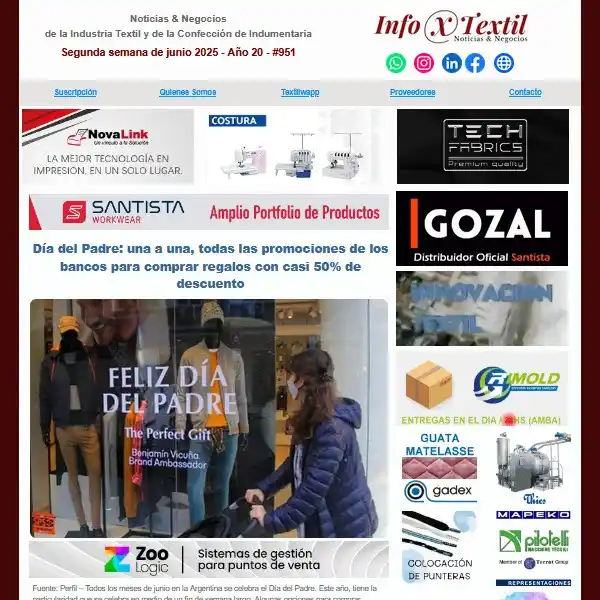 Image from Textilwapp by Info Textil 🇦🇷: 📍 *Ya está disponible Info Textil # 951 – Año 20, 2ª semana de junio*...