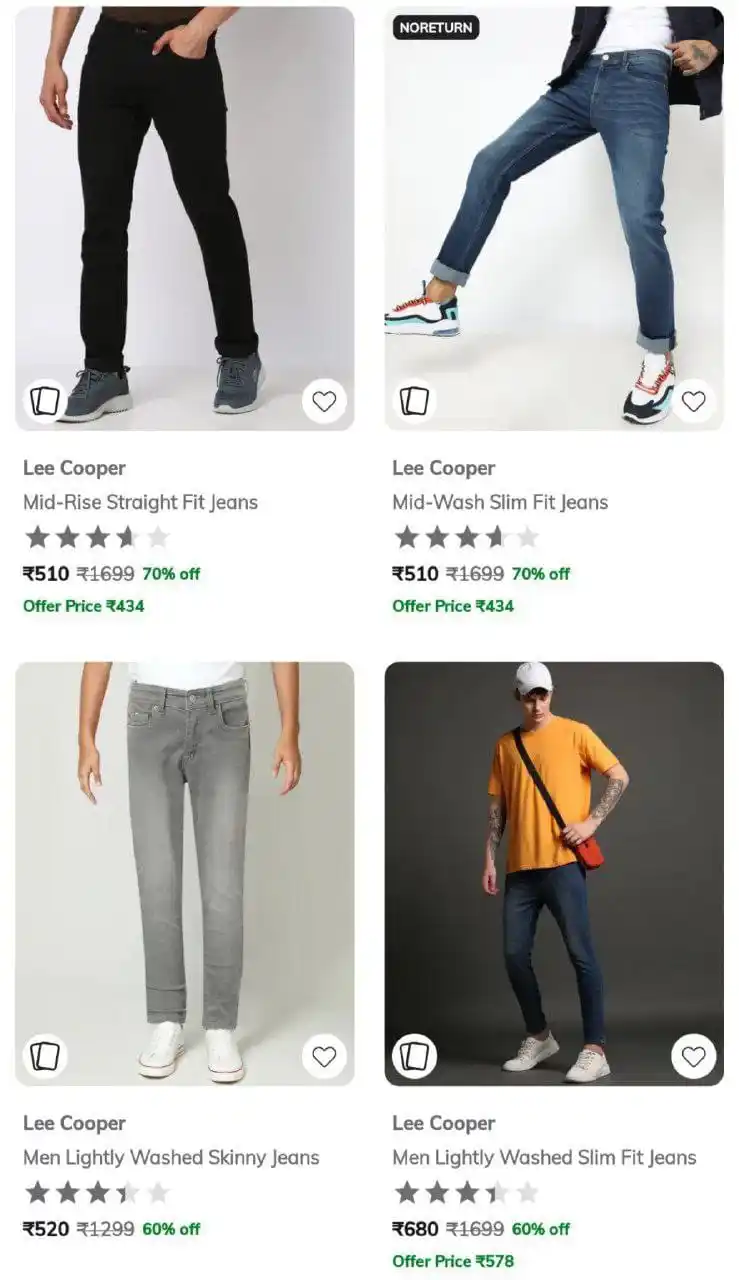 Image from Master Deals: AJIO LOOT : Upto 85% Off On Men’s Jeans + Extra 10% AJIO Super Cash. ...