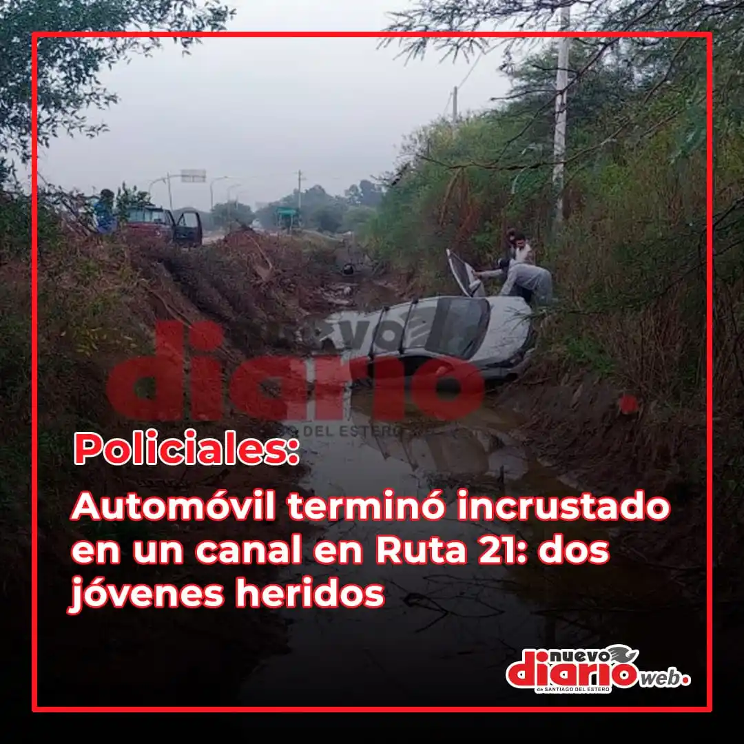 Image from Nuevo Diario 📲: 😢 Añatuya. Un automóvil Fiat Mobi gris, terminó incrustado en un cana...