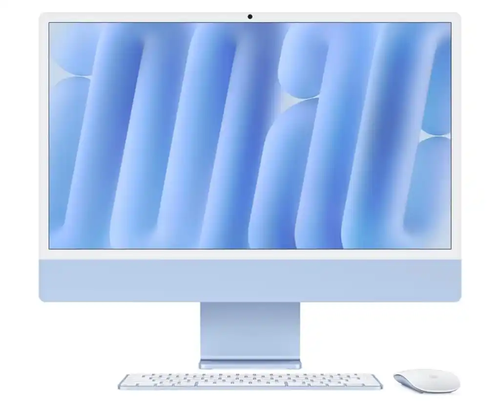 Image from TechTudo Ofertas | Qual Comprar? : 🖥️ *Apple iMac 256GB - Azul*  * _Com tela de 24"_ * _Chip M4 da Apple...