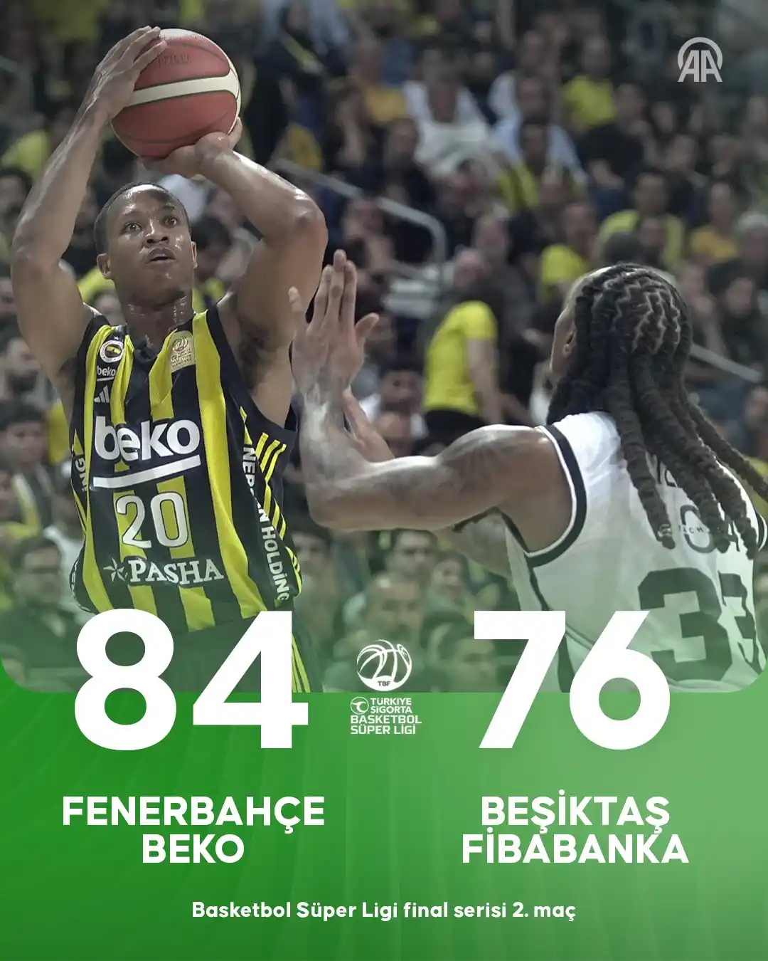 Image from AA Spor: 🏀🏆 Basketbol Süper Ligi final serisi ikinci maçında Fenerbahçe Beko,...