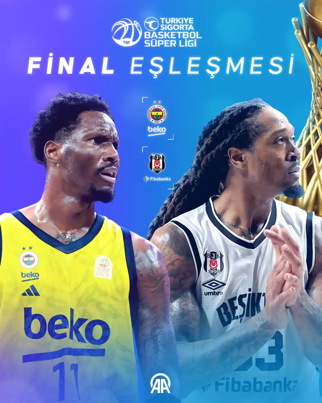 Image from AA Spor: 🏀 Basketbol Süper Ligi’nde finalin adı: Fenerbahçe Beko 🆚 Beşiktaş F...