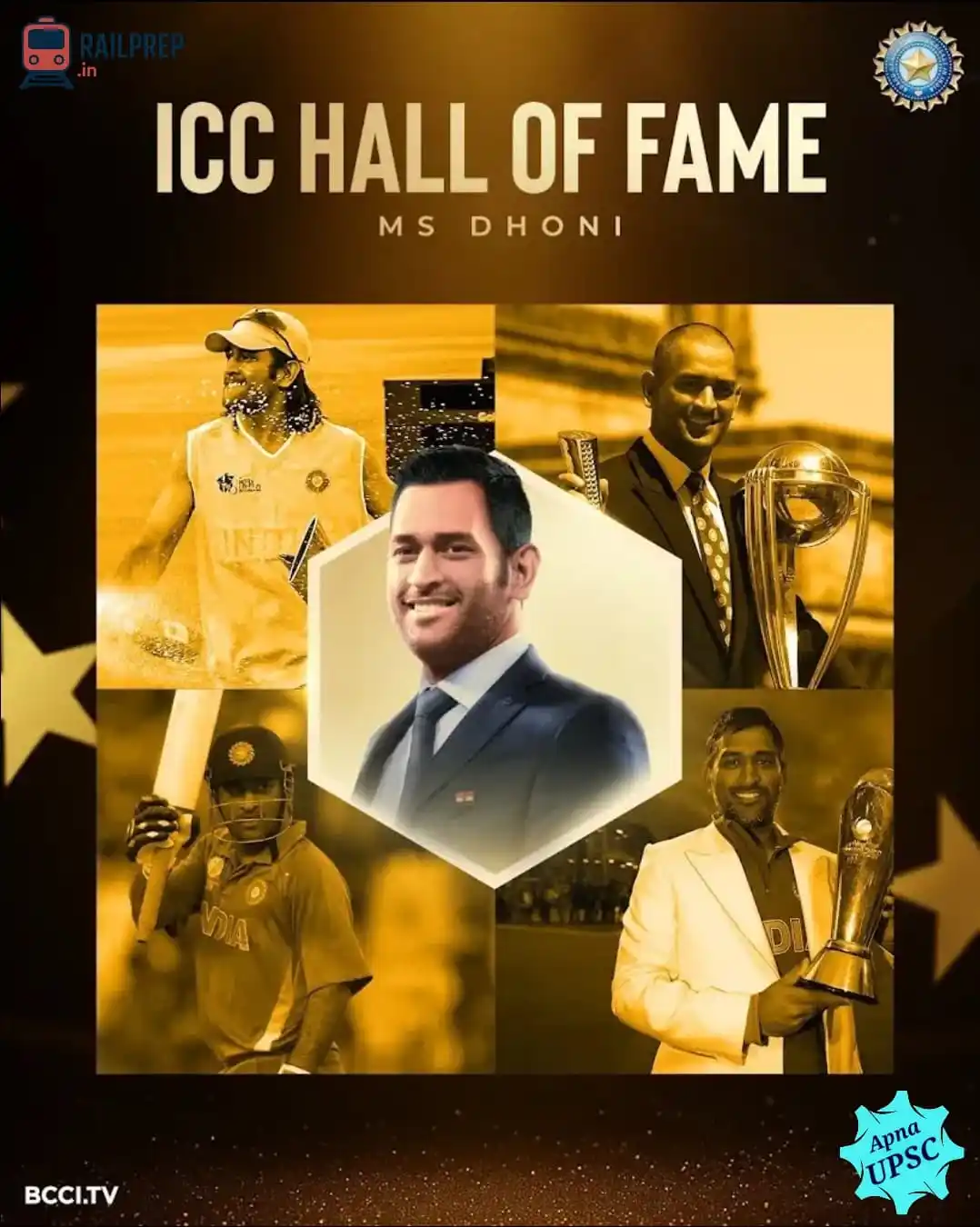 Image from Apna UPSC (www.apnaupsc.in): *🚀 ब्रेकिंग न्यूज़: "कैप्टन कूल" MS धोनी ICC हॉल ऑफ फेम में! 🇮🇳🏆* ...