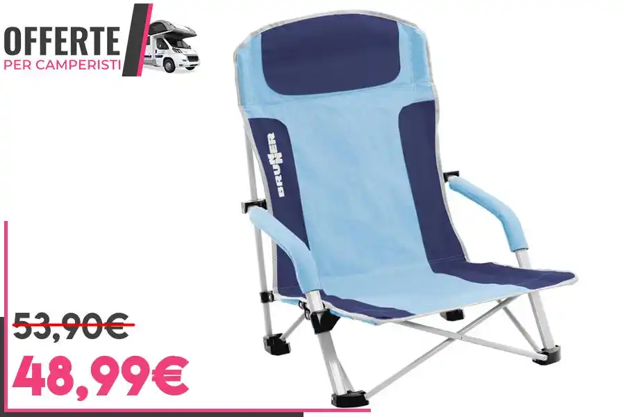 Image from OFFERTE per CAMPERISTI: *BRUNNER Spiaggina Bula con Braccioli 57 x 50 x 73,5 cm*  _Chiusura a ...