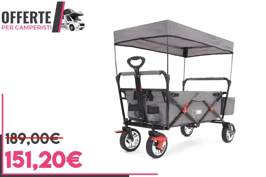 Image from OFFERTE per CAMPERISTI: *Carrello manuale FUXTEC FX-CT500 con tetto apribile*  🎟 *Codice:* ``...