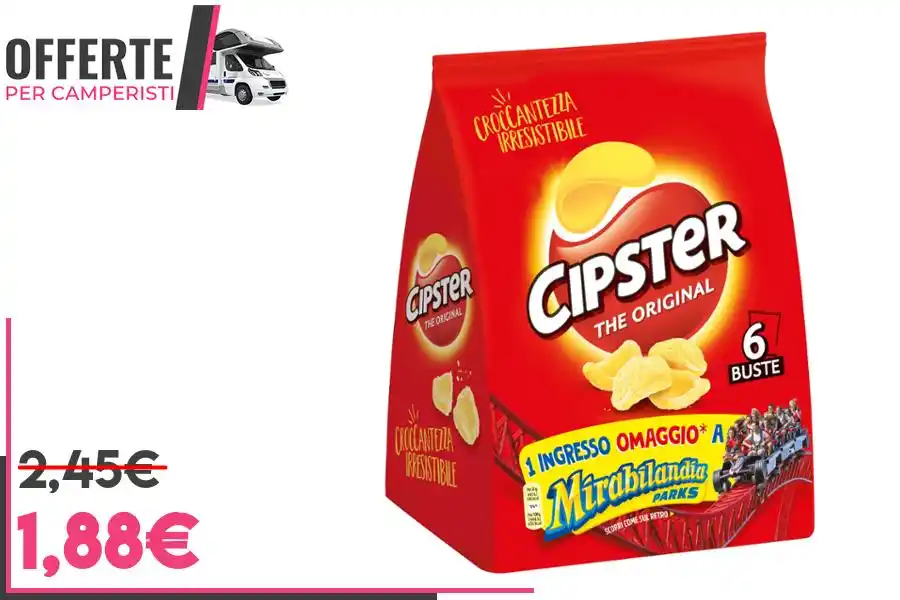 Image from OFFERTE per CAMPERISTI: *Cipster the Original, Chips di Patate Croccanti, Gusto Leggero e Form...