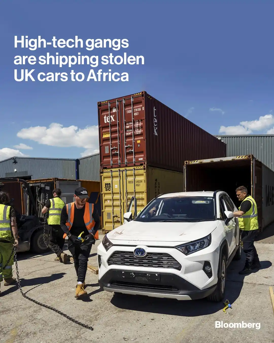 Image from Bloomberg Africa: Criminal gangs in the UK are using sophisticated technology to steal l...