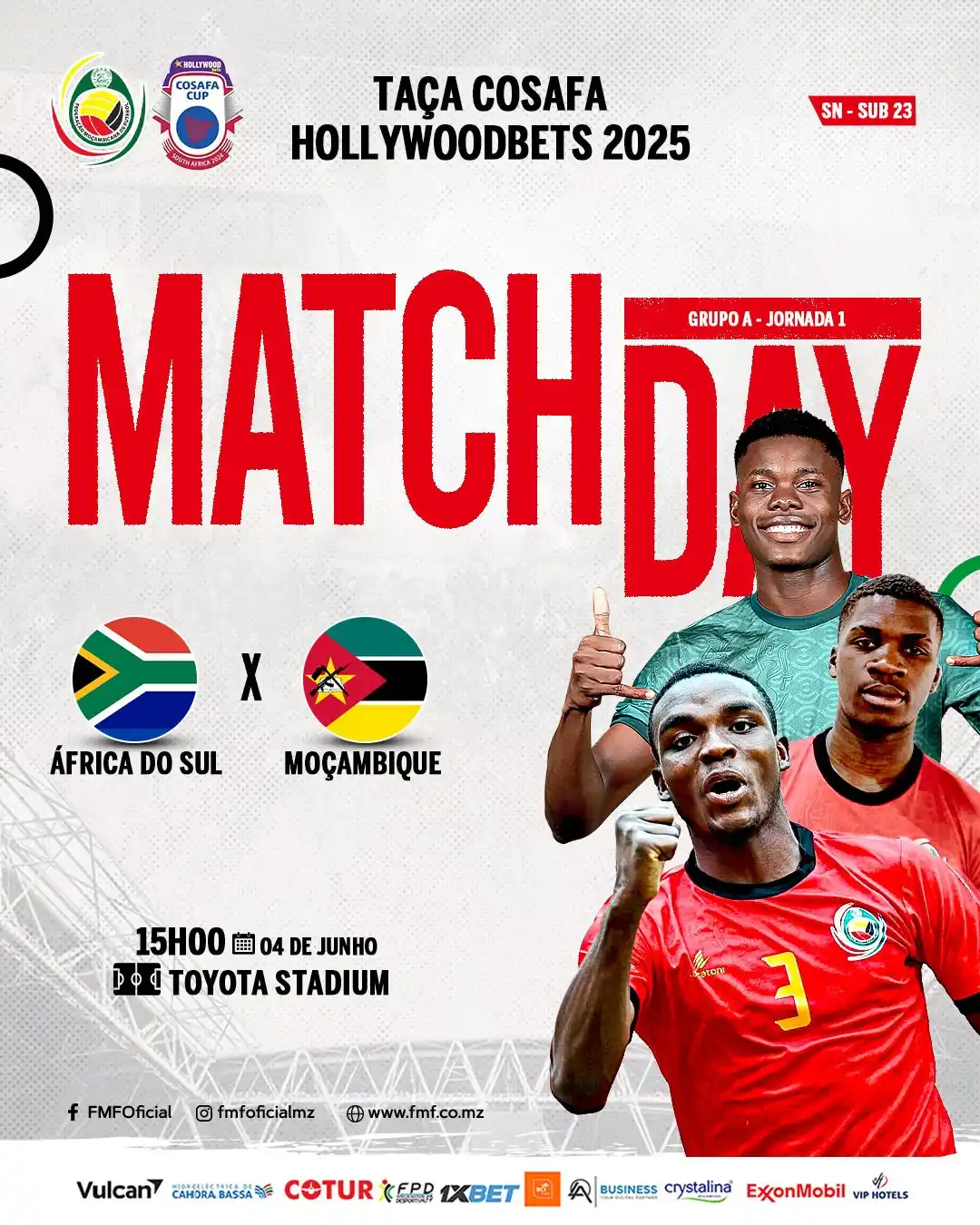 Image from FEDERAÇÃO MOÇAMBICANA DE FUTEBOL (Oficial) : D I A   D E   J O G O 𝐓𝐀𝐂̧𝐀 𝐂𝐎𝐒𝐀𝐅𝐀 𝐇𝐎𝐋𝐋𝐘𝐖𝐎𝐎𝐃𝐁𝐄𝐓�...