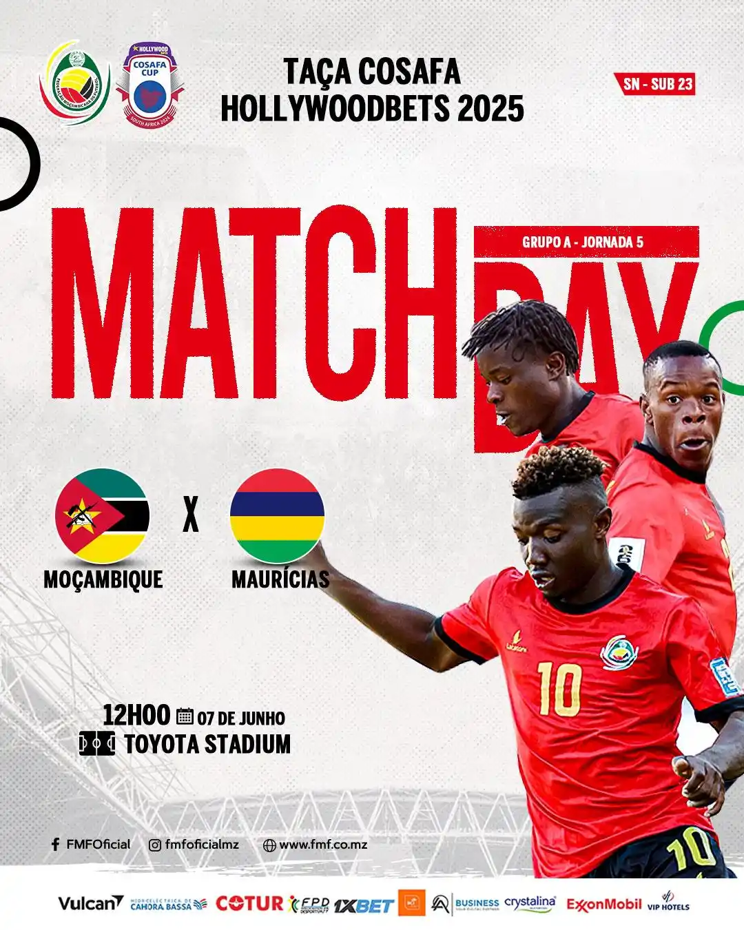 Image from FEDERAÇÃO MOÇAMBICANA DE FUTEBOL (Oficial) : D I A   D E   J O G O  𝐓𝐀𝐂̧𝐀 𝐂𝐎𝐒𝐀𝐅𝐀 𝐇𝐎𝐋𝐋𝐘𝐖𝐎𝐎𝐃𝐁𝐄𝐓...