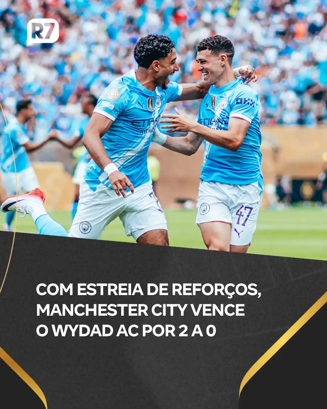 Image from R7 Esportes: *ESTREIA COM O PÉ DIREITO!* ⚪🔵 Sem muito brilho, o *Manchester City ...
