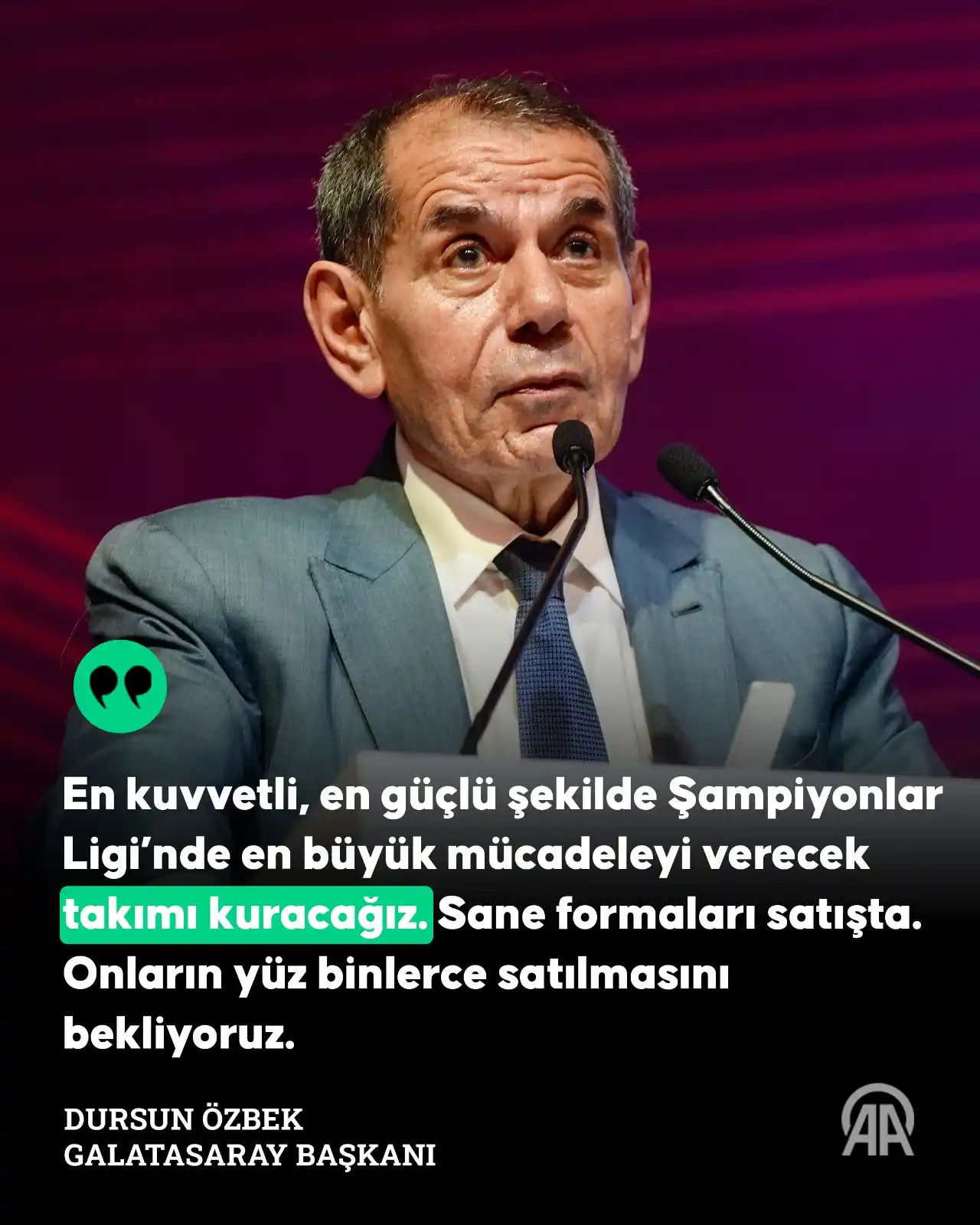 Image from AA Spor: 🎙️ Galatasaray Başkanı Dursun Özbek: 💬 "Galatasaray, 25. şampiyonlu...