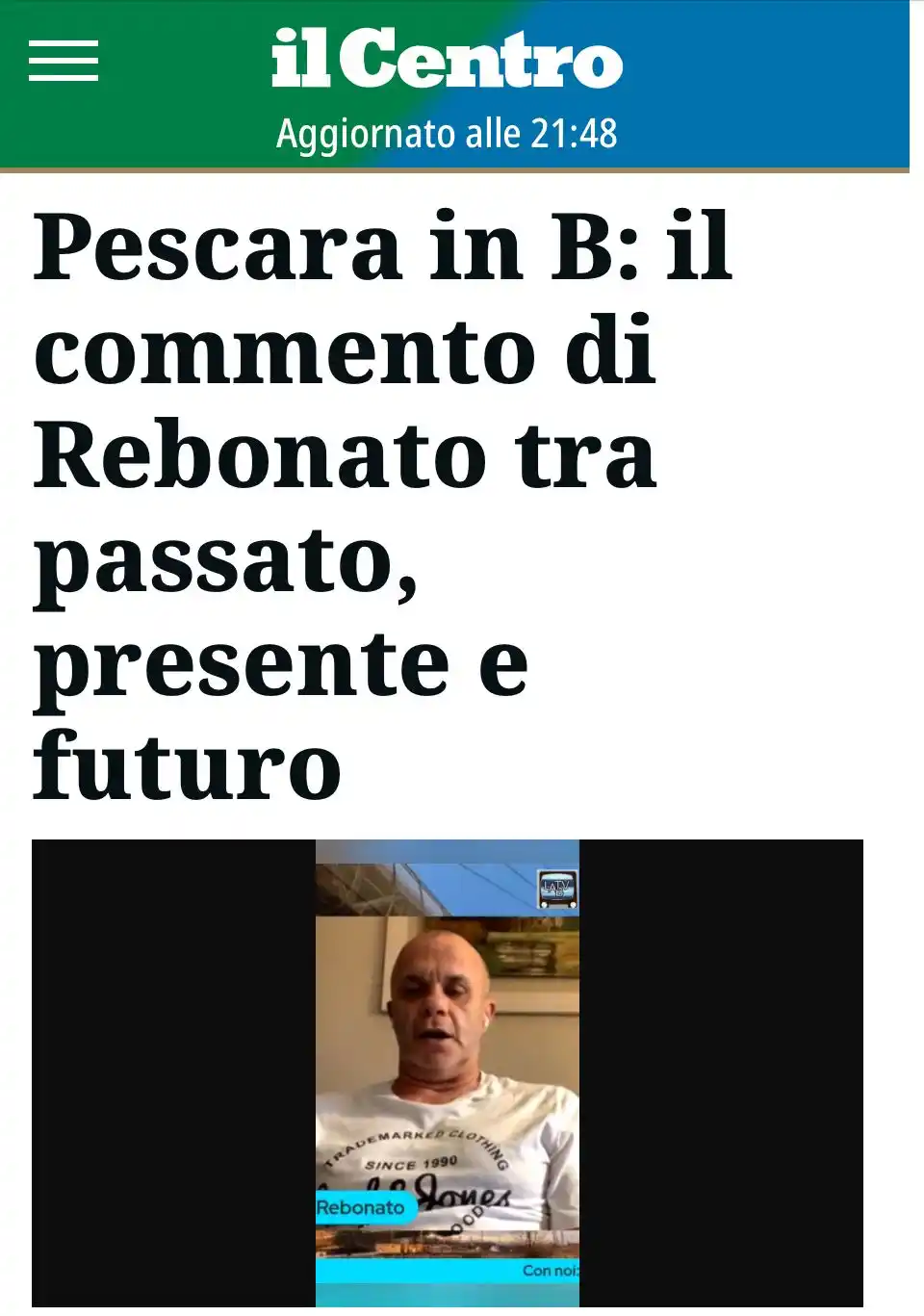 Image from Paolo Sinibaldi Comunicazione: https://www.ilcentro.it/video/pescara-in-b-il-commento-di-rebonato-tra...