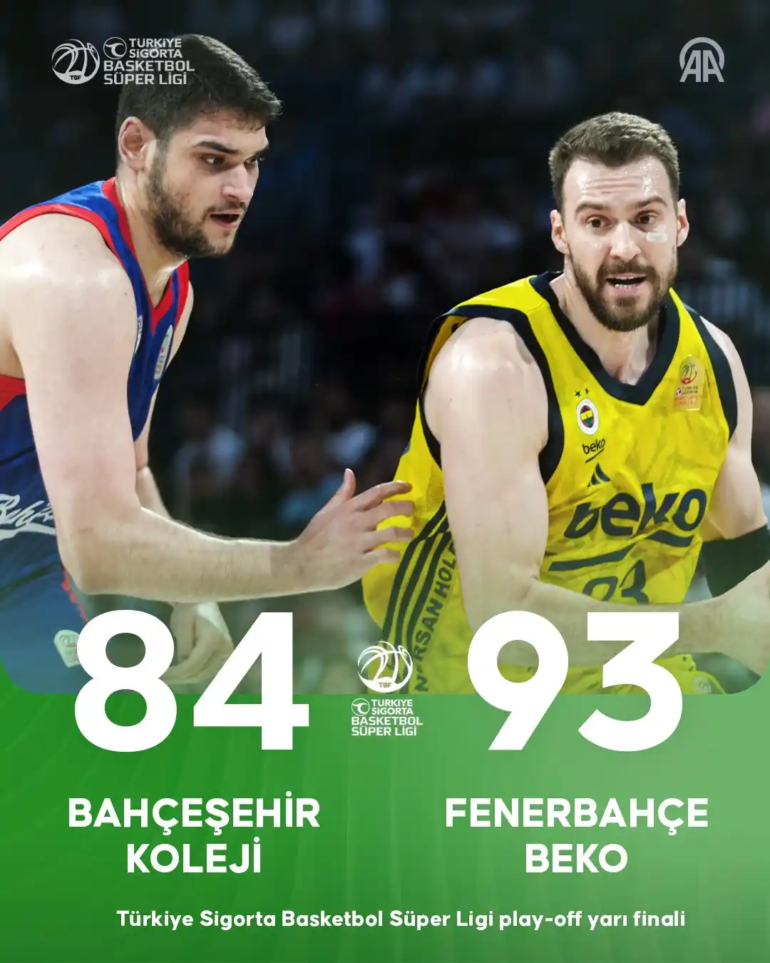 Image from AA Spor: ✅ İlk finalist Fenerbahçe Beko!  🏀 Türkiye Sigorta Basketbol Süper Li...