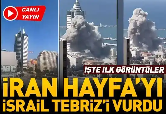 Image from CNN TÜRK: 🚨 İran Hayfa'yı böyle vurdu! Füzeler yeniden ateşledi: İşte ilk görün...