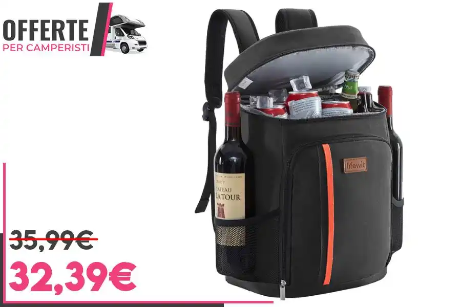 Image from OFFERTE per CAMPERISTI: *Lifewit Zaino Termico Impermeabile 22L Morbido Zaino Frigo Borsa Frig...