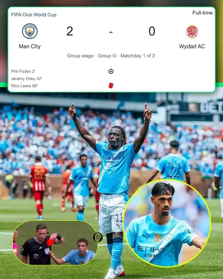 Image from Link Streaming Football⚽: Manchester City menang 2-0 lawan Wydad AC! Gol dicetak Foden & Doku. P...