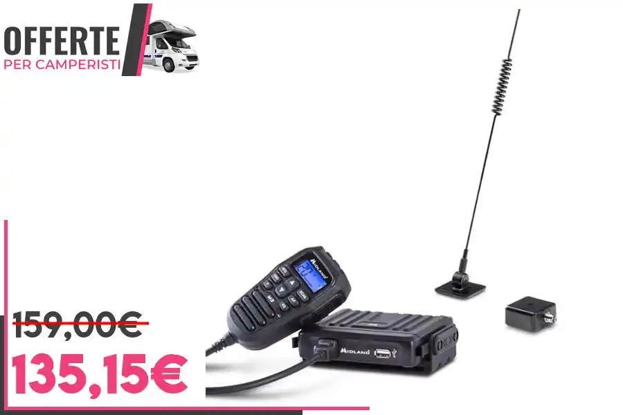Image from OFFERTE per CAMPERISTI: *Midland Kit Camper PRO - CB e ANTENNA*  _Formato dal CB M-MINI, l'ant...