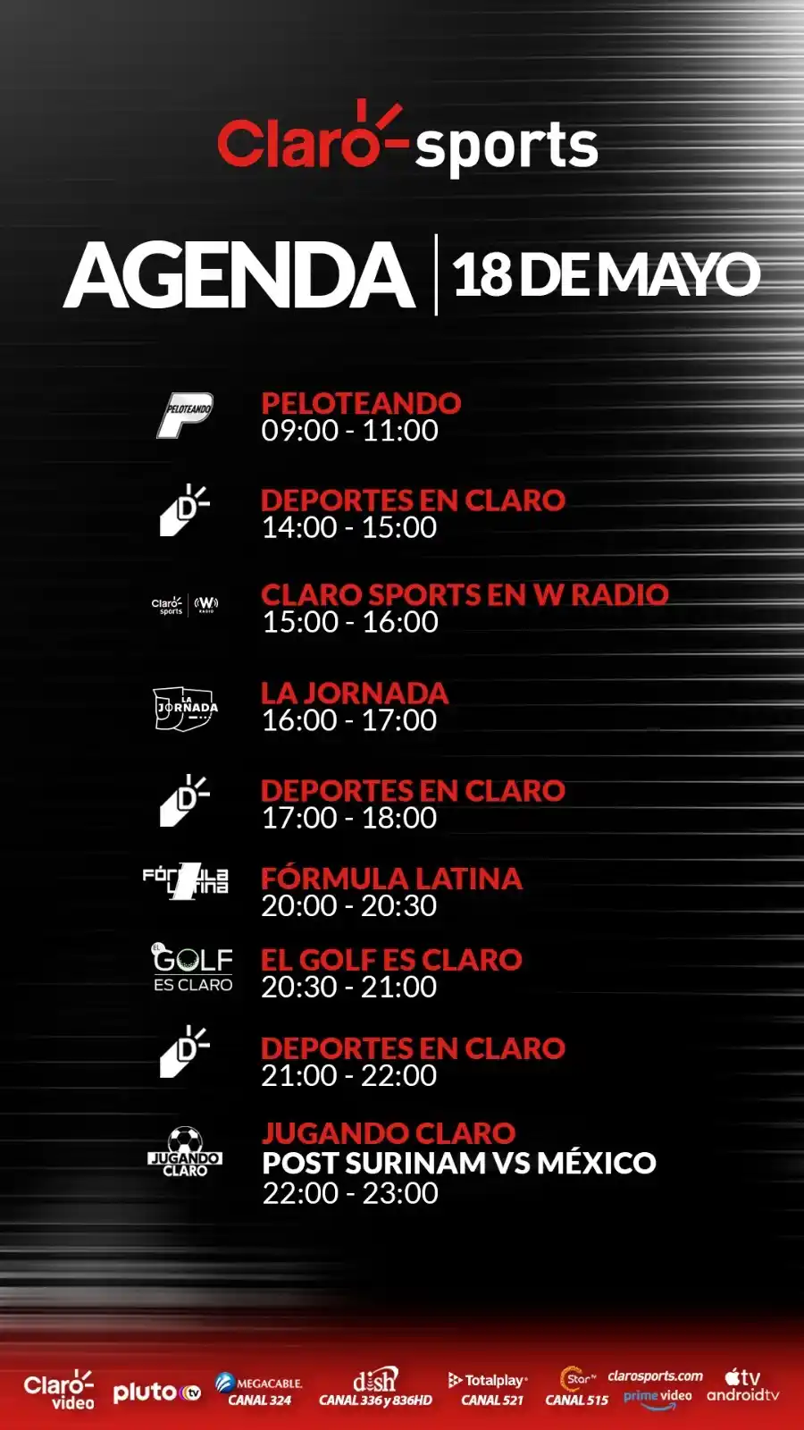 Image from Claro Sports: ¡MIÉRCOLES CARGADO DE DEPORTES EN CLARO SPORTS!🤩 Les dejamos la <a c...