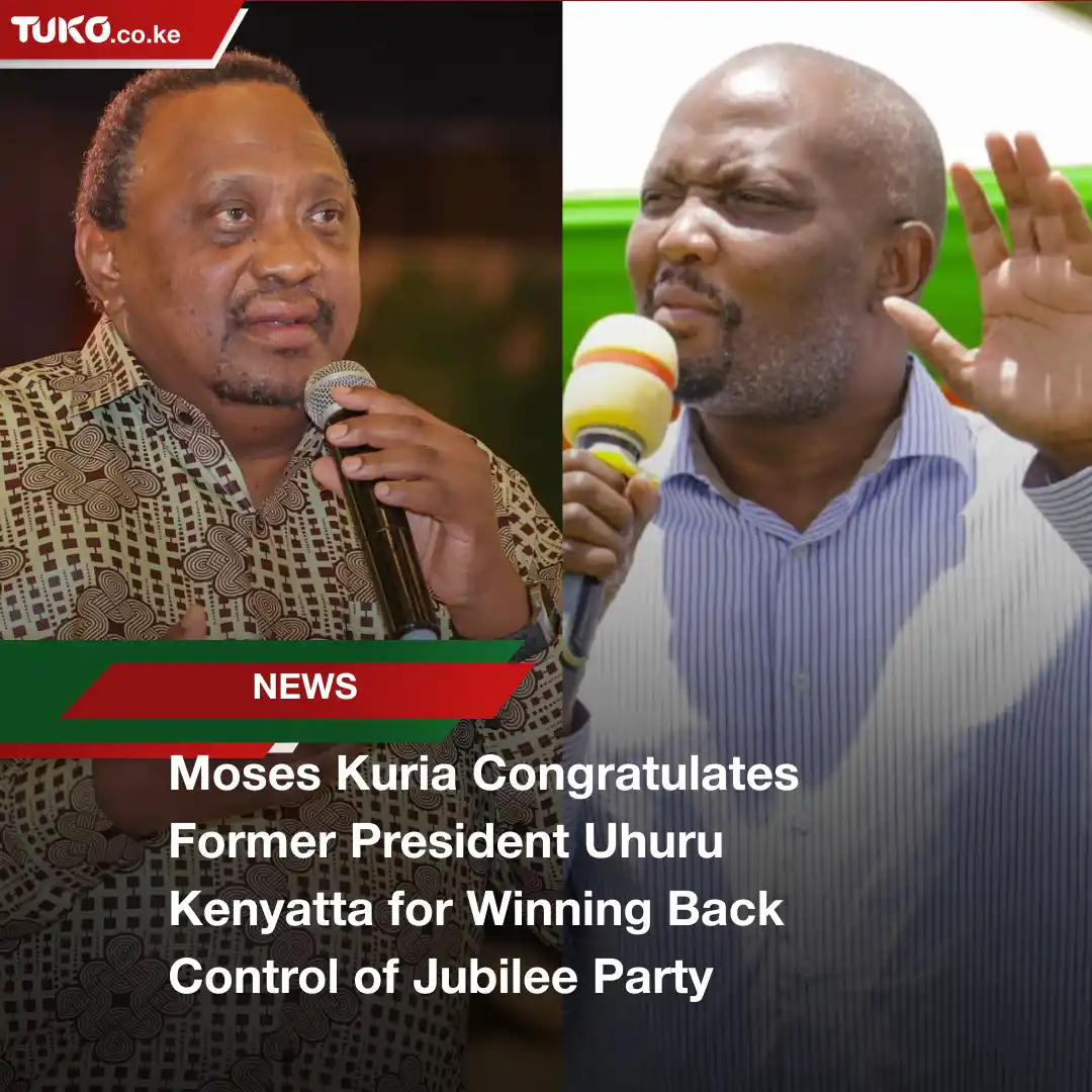 Image from TUKO News Daily: 🙏 Moses Kuria has congratulated former president Uhuru Kenyatta for w...