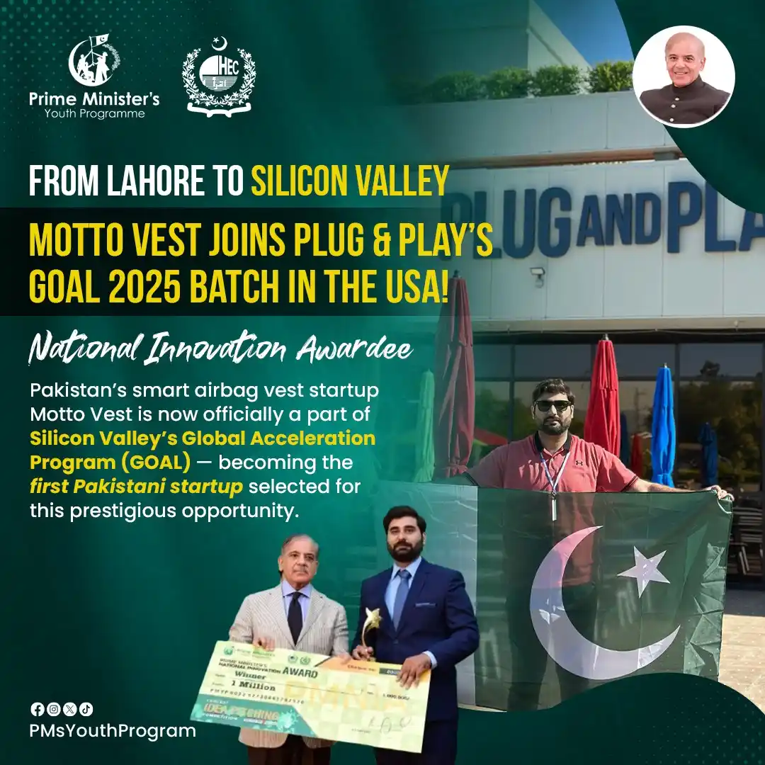 Image from PM Youth Programme: Motto Vest, Pakistan’s smart airbag vest startup and National Innovati...