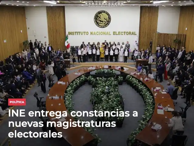 Image from Meganoticias: 🗳⚖🇲🇽 El INE entregó oficialmente las constancias de mayoría a las p...