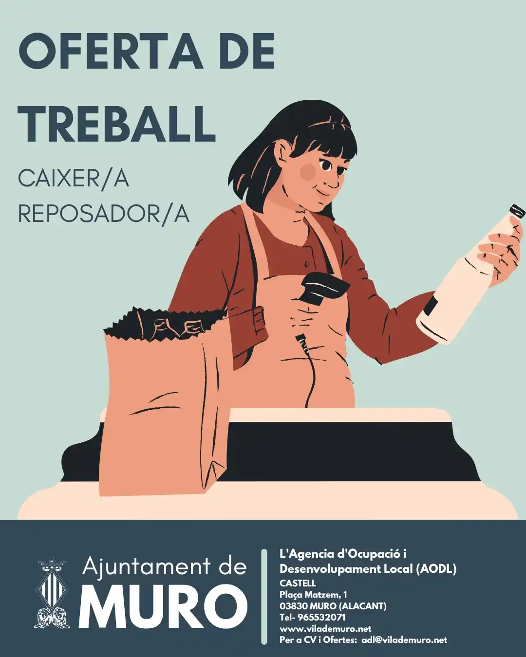Image from Ajuntament de Muro: 🛒 OFERTA DE TREBALL – CAIXER/A · REPOSADOR/A (jornada completa | Muro...