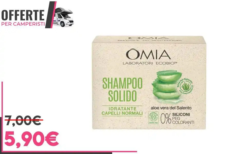 Image from OFFERTE per CAMPERISTI: *Omia, Shampoo Solido Aloe del Salento per Capelli Normali, Formula Id...