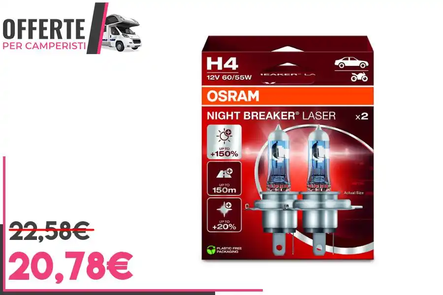 Image from OFFERTE per CAMPERISTI: *OSRAM NIGHT BREAKER LASER H4, +150% di luminosità in più* ‼️ Minimo ...