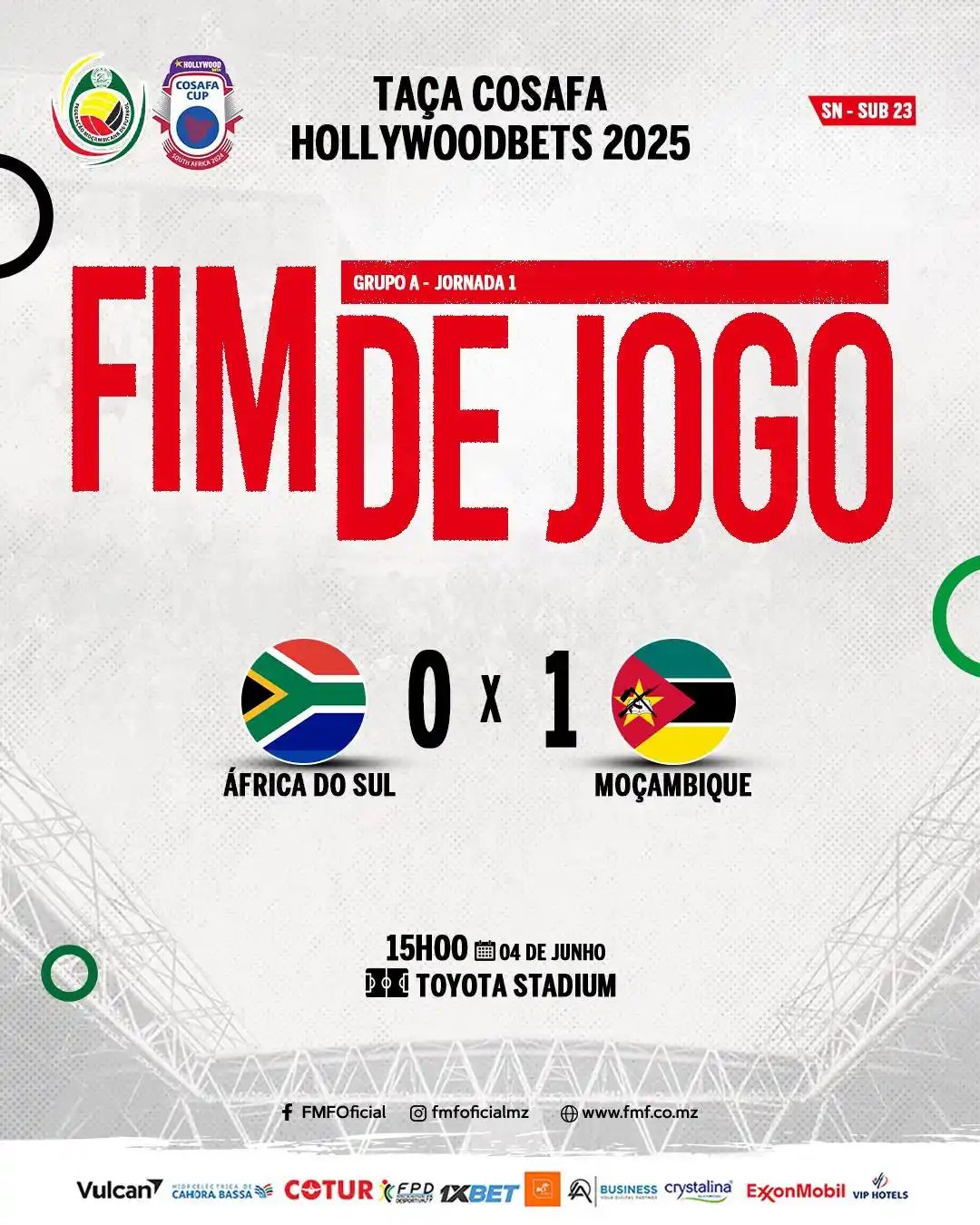 Image from FEDERAÇÃO MOÇAMBICANA DE FUTEBOL (Oficial) : RESULTADO  FINAL    𝐓𝐀𝐂̧𝐀 𝐂𝐎𝐒𝐀𝐅𝐀 𝐇𝐎𝐋𝐋𝐘𝐖𝐎𝐎𝐃𝐁𝐄𝐓𝐒 ...