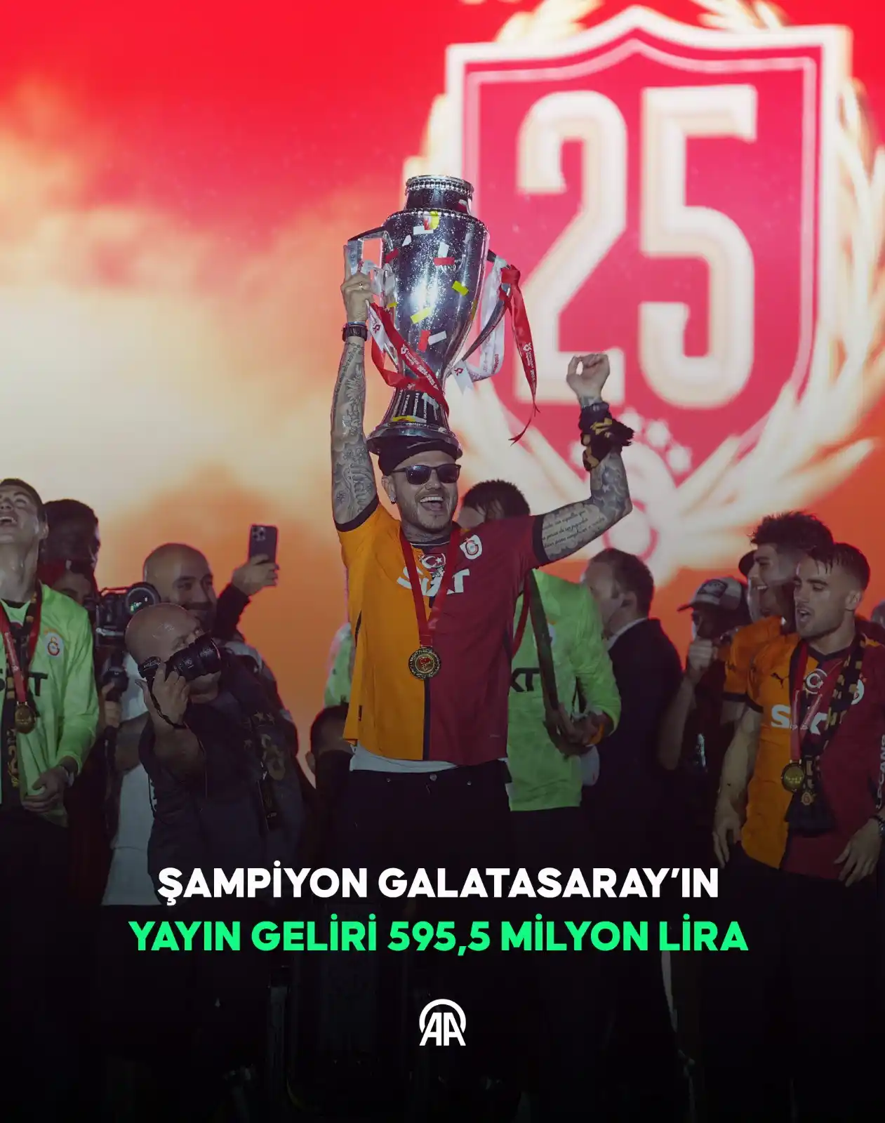 Image from AA Spor: 🏆 Şampiyon Galatasaray, 595,5 milyon liralık yayın geliriyle ilk sıra...