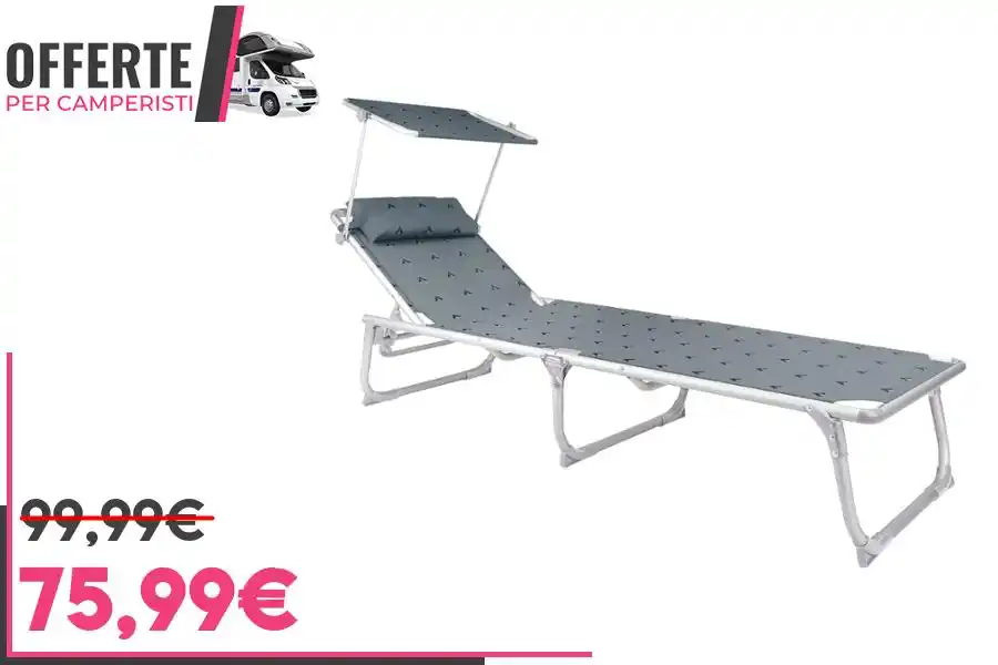 Image from OFFERTE per CAMPERISTI: *Sdraio Berger con tettuccio e cuscino per la testa* 🎟 *Codice:* ``...