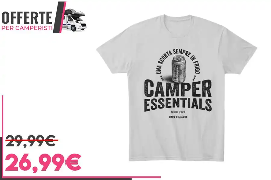 Image from OFFERTE per CAMPERISTI: *T-SHIRT Camper Essentials BIRRA - Mechandising ufficiale 5 in Camper*...