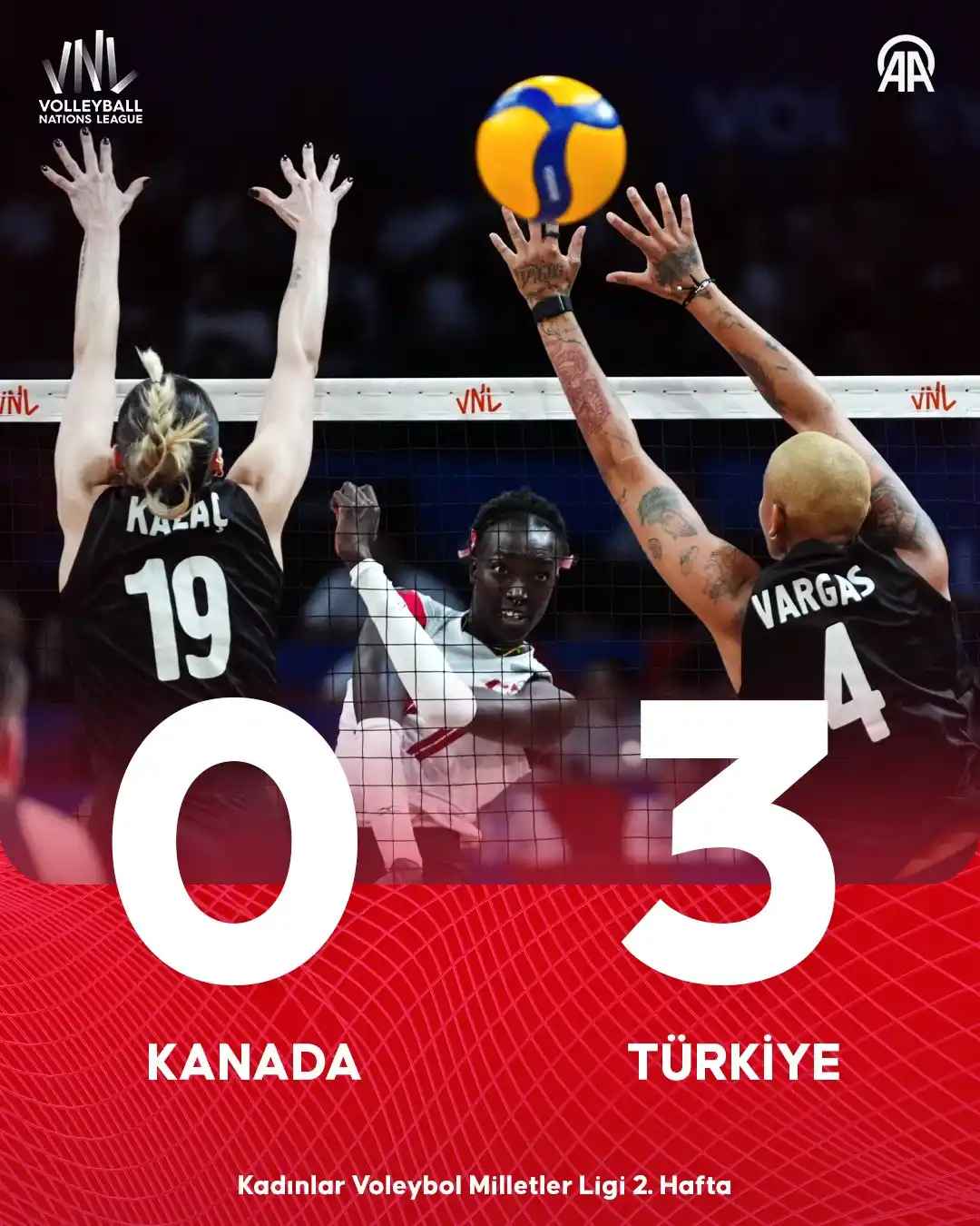 Image from AA Spor: 🇹🇷🏐 A Milli Kadın Voleybol Takımı, Milletler Ligi’nin 2. haftasında...