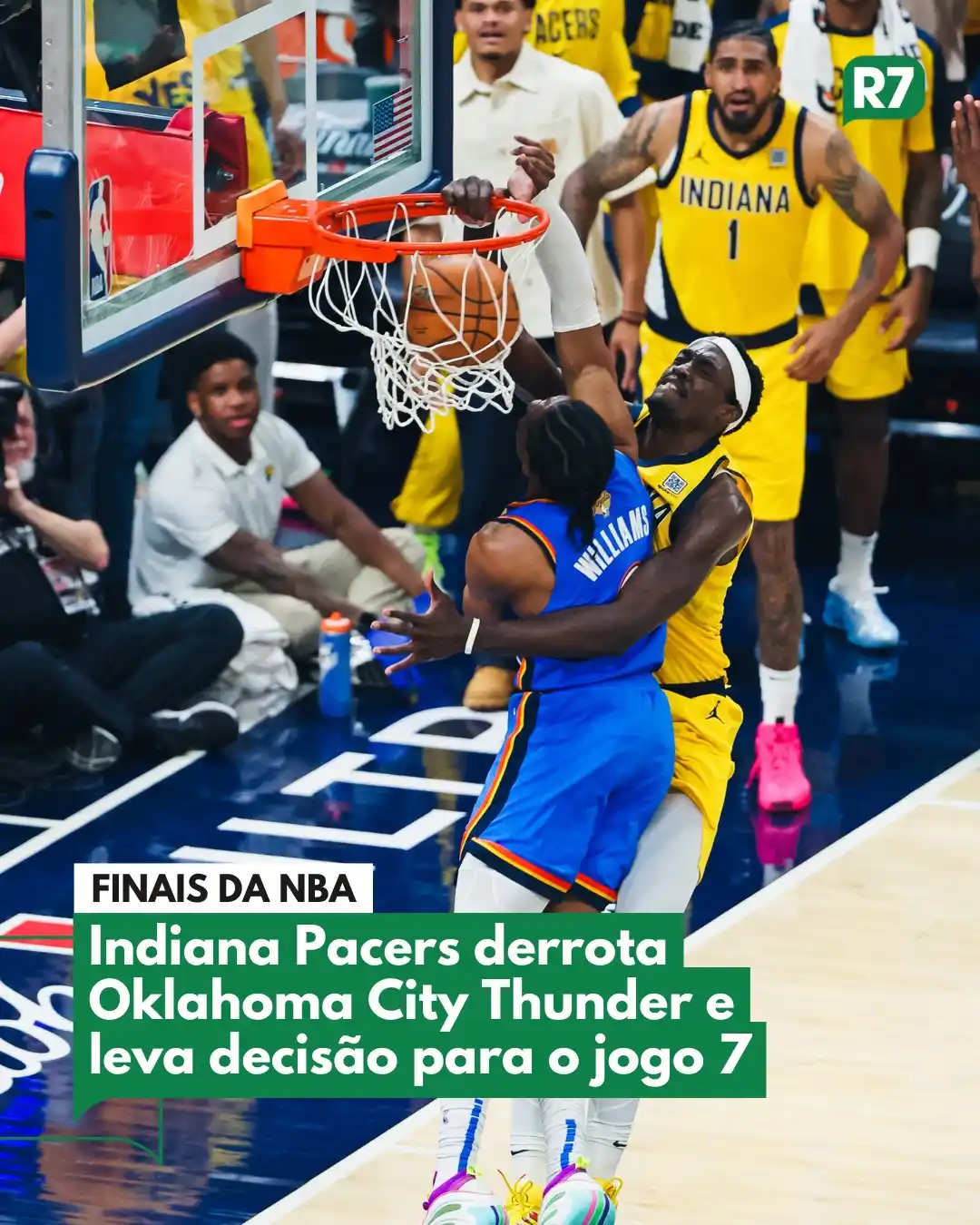 Image from R7 Esportes: *VAI SER DECIDIDO NO JOGO 7!* 🏀🏆 O *Indiana Pacers igualou a série ...