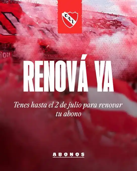 Image from Bolavip | Independiente: Ya son más de 3.500 socios los que están en lista de espera para Abona...