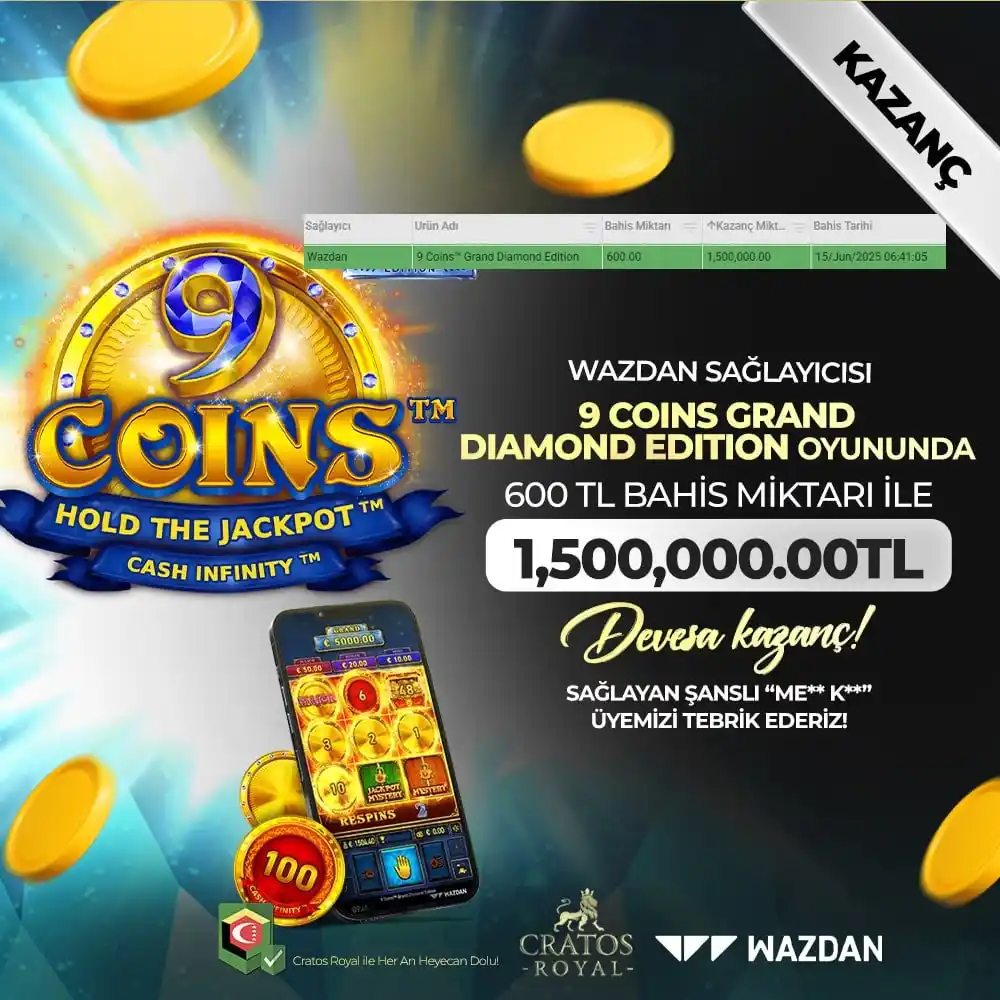 Image from CratosRoyal Resmi: *🎮    9 COINS GRAND   🎮*        *💎    DİAMOND EDİTİON   💎*    *🎰 ...