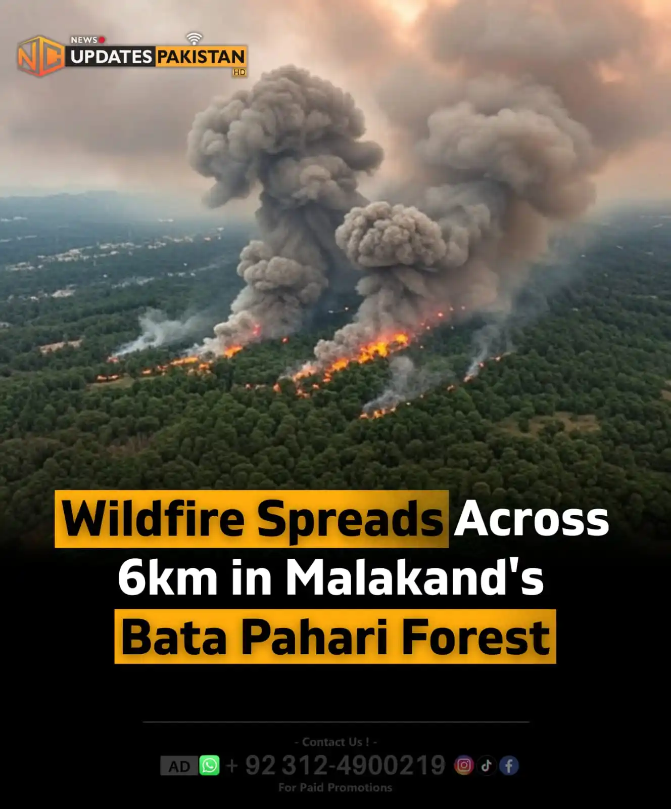 Image from NC Updates Pakistan: A wildfire in the Bata Pahari forest of Malakand district, Khyber Pakh...