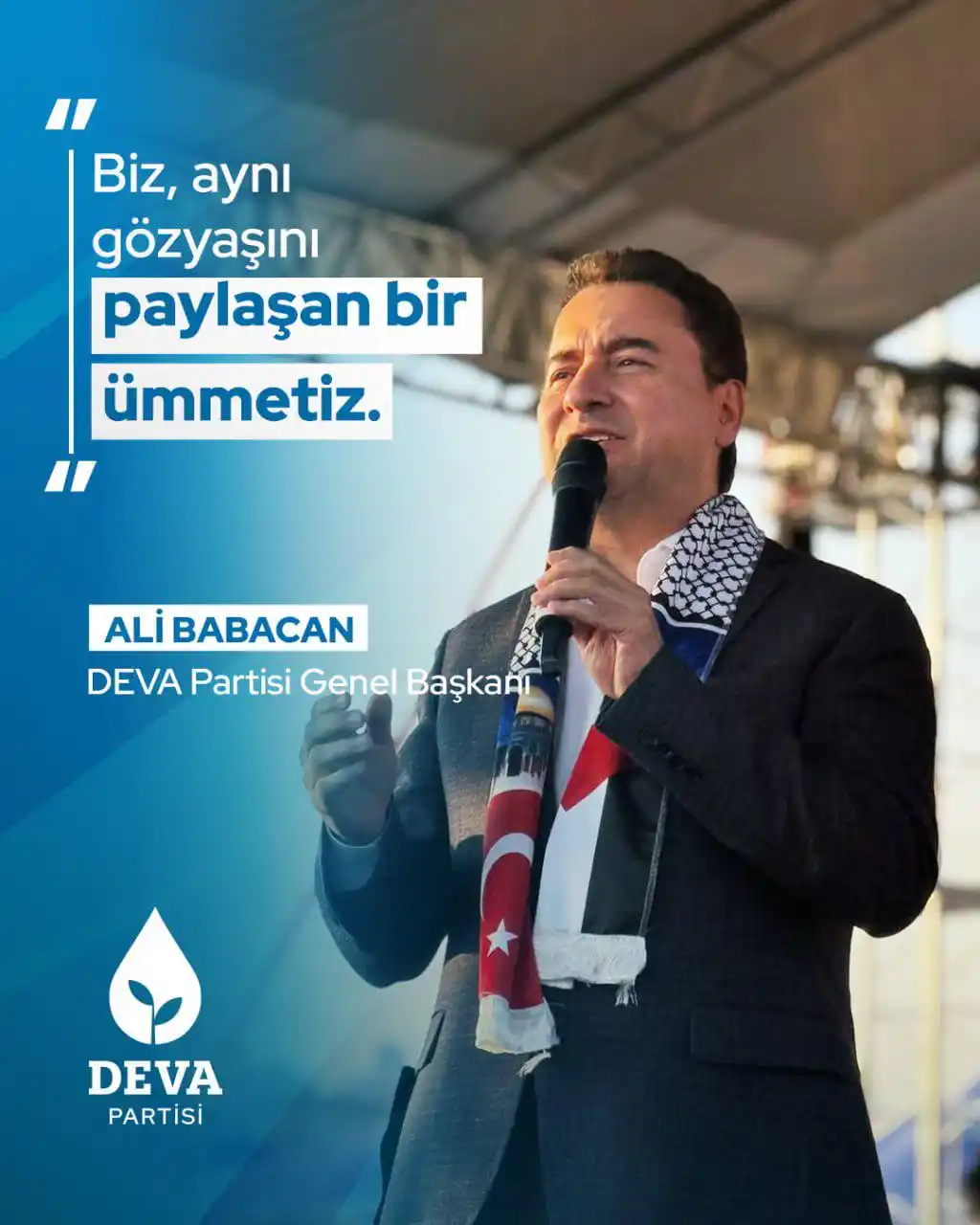 Image from DEVA Partisi: Ali Babacan: "Biz, aynı duayı eden, aynı kıbleye dönen, aynı gözyaşını...