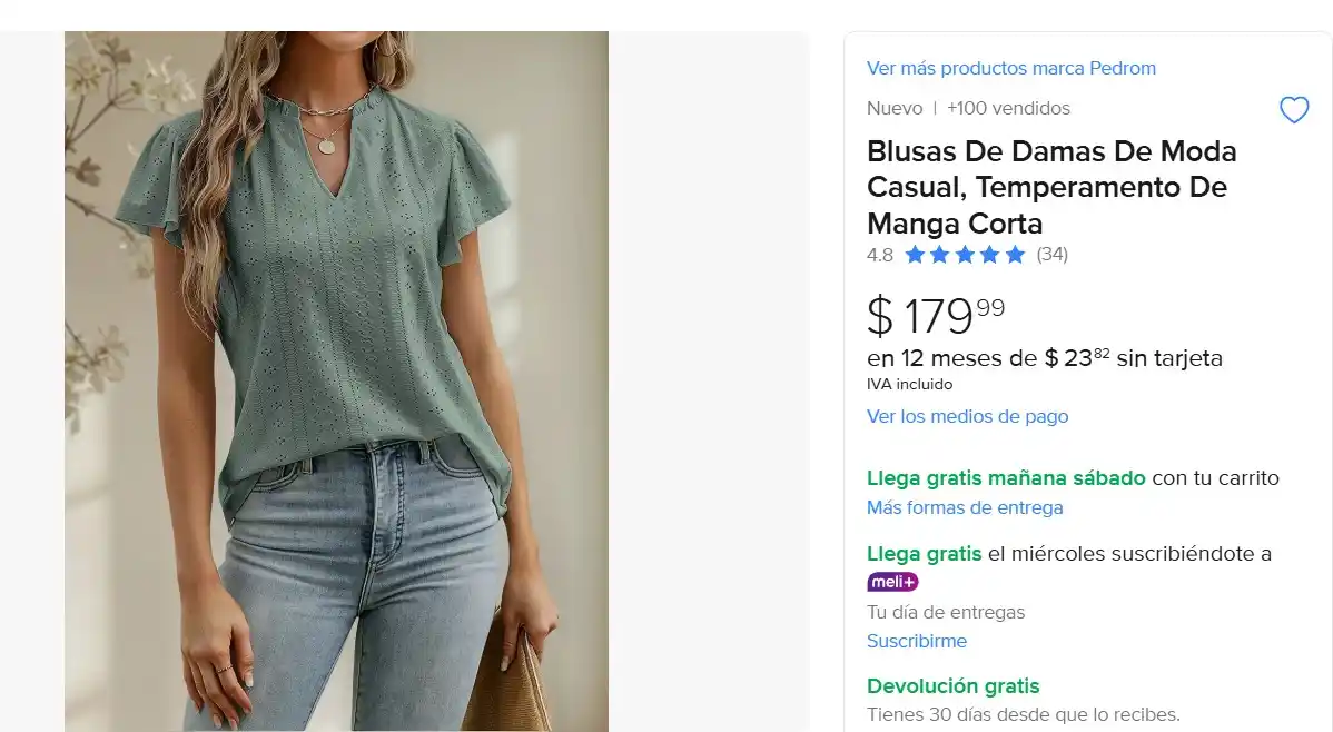 Image from Ofertas Mercado Libre: Blusas De Damas De Moda Casual, Temperamento De Manga Corta. *Tallas ...