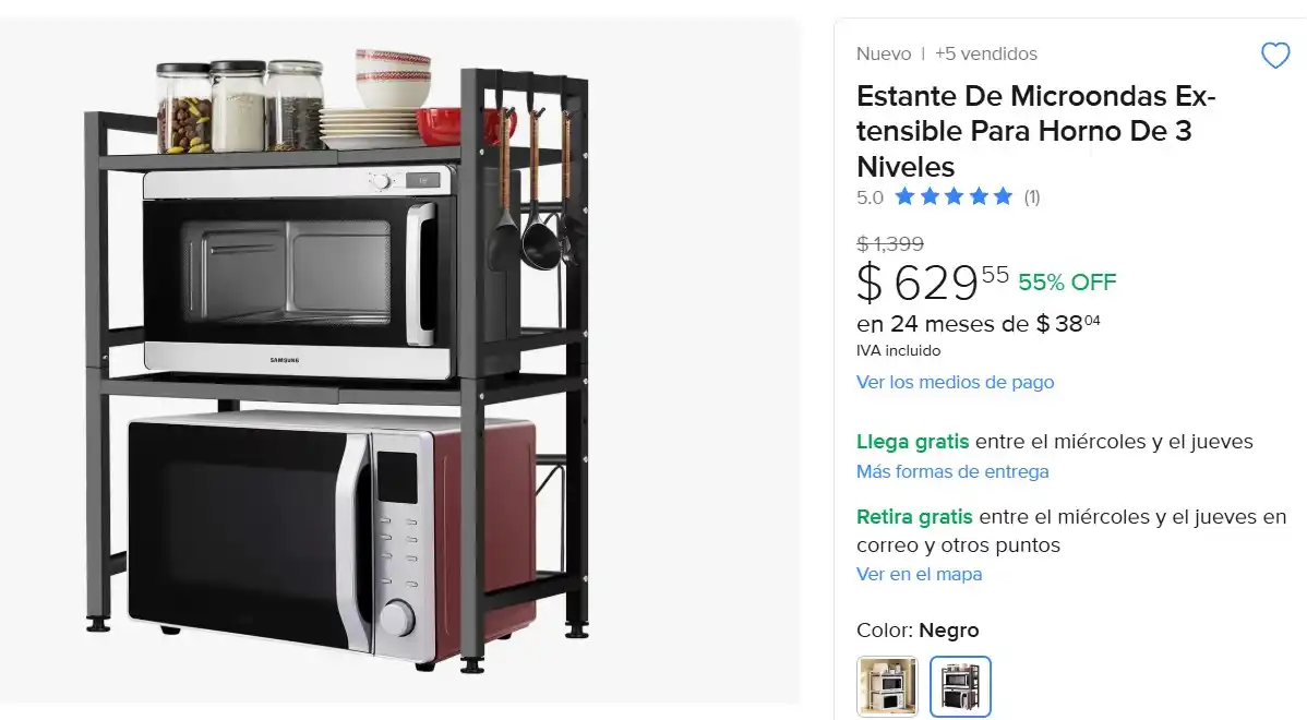 Image from Ofertas Mercado Libre: Estante De Microondas Extensible Para Horno De *3 Niveles.* De $1399 q...