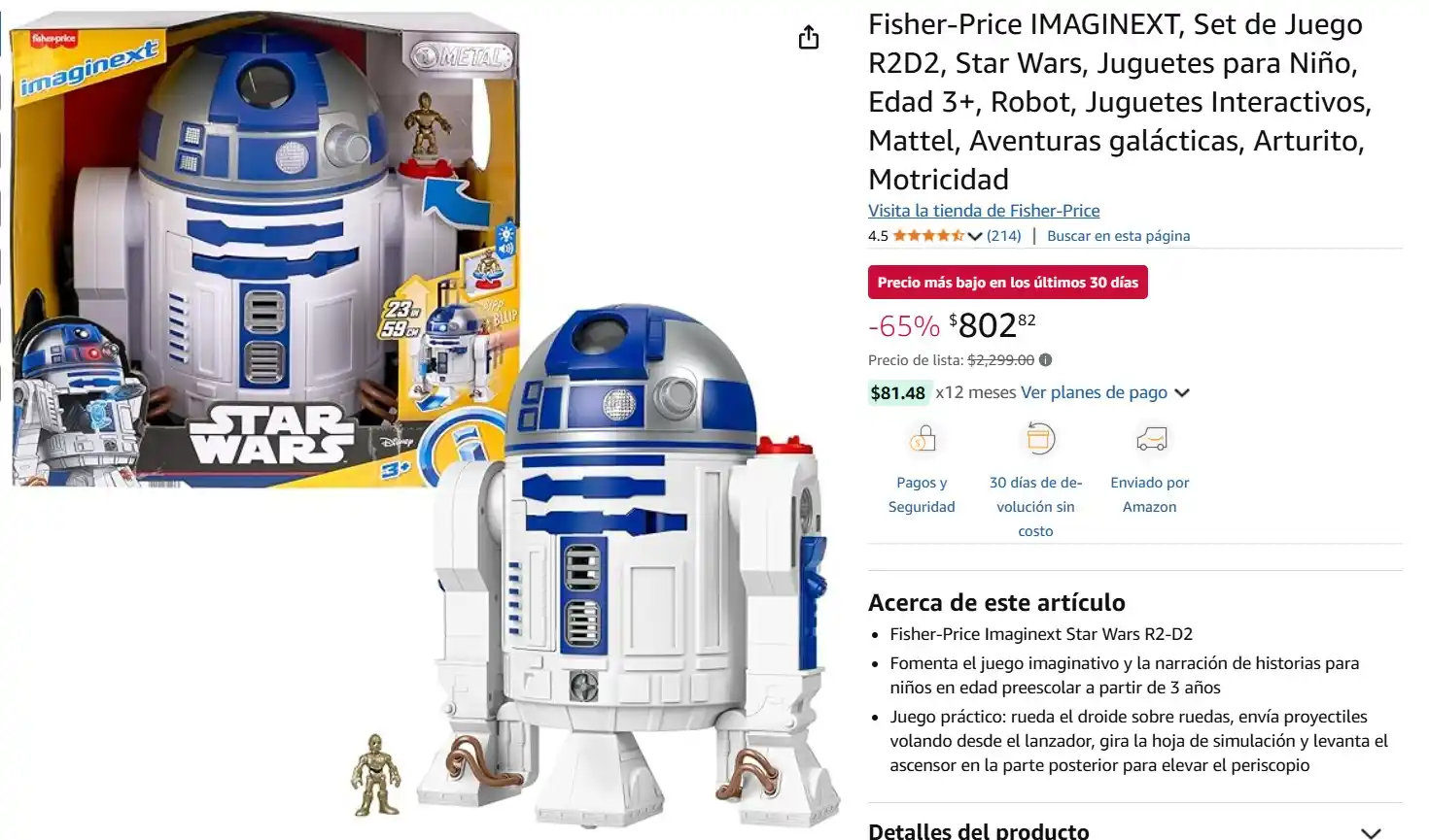 Image from Ofertas Mercado Libre: Fisher-Price IMAGINEXT, Set de Juego R2D2, Star Wars, Juguetes para Ni...
