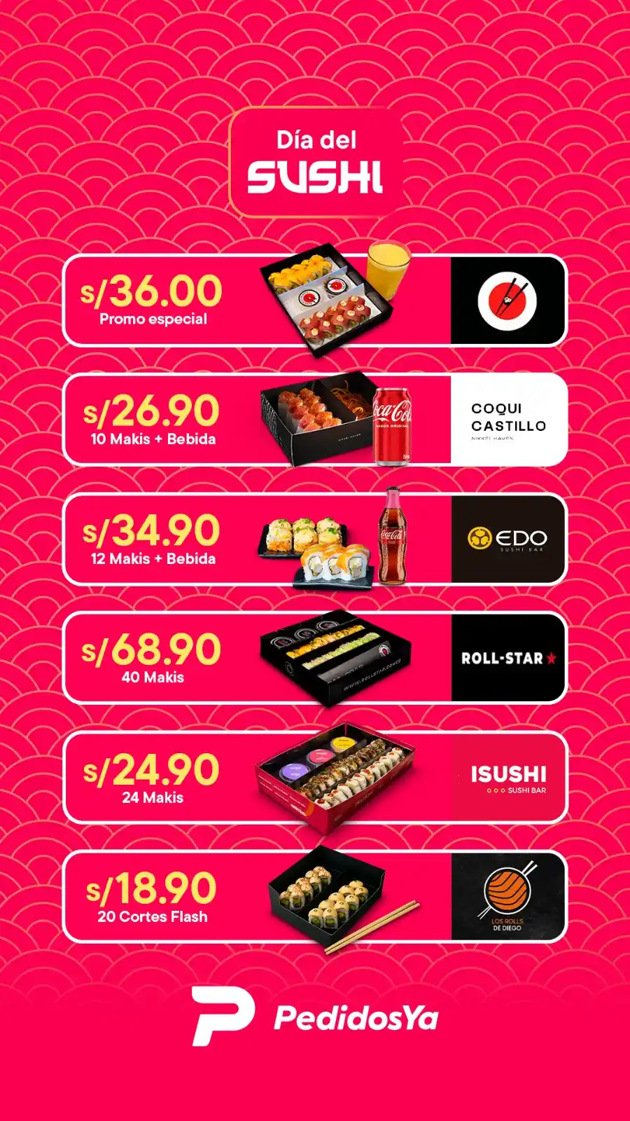 Image from PedidosYa Perú: ¡🎉🍣 *Hoy se celebra el DÍA DEL SUSHI en PedidosYa!* 🍣🎉 Y lo festej...
