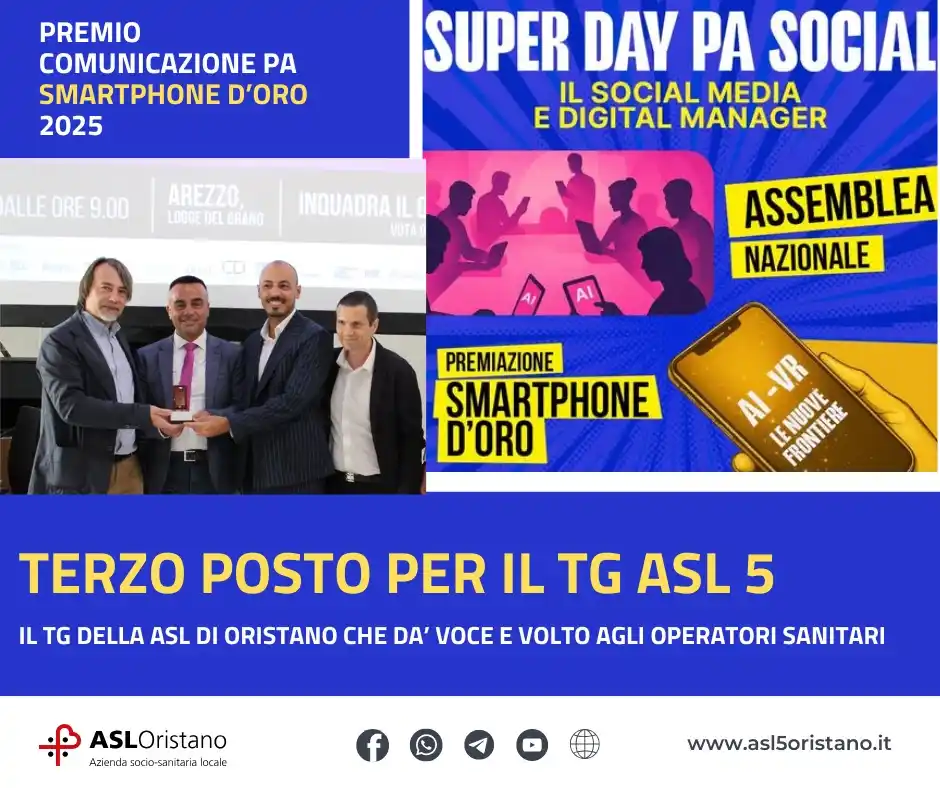 Image from Asl Oristano: 📹 Il progetto informativo del TG ASL 5 ha guadagnato il terzo posto n...