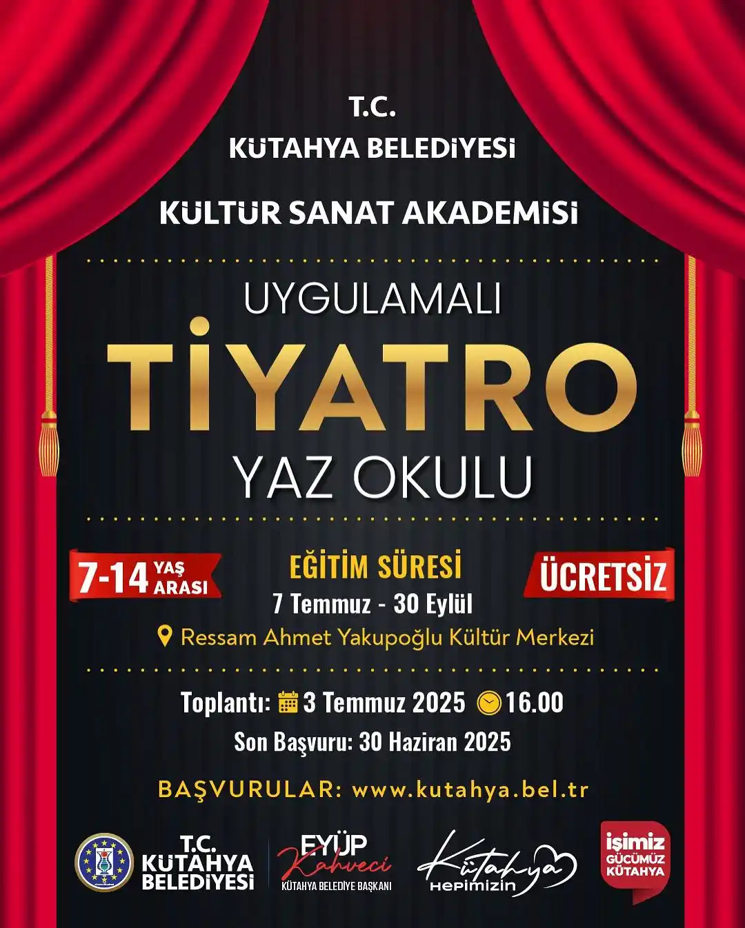 Image from T.C. Kütahya Belediyesi: 📢 Kütahya Belediyesi Kültür Sanat Akademimizde Uygulamalı Tiyatro Yaz...